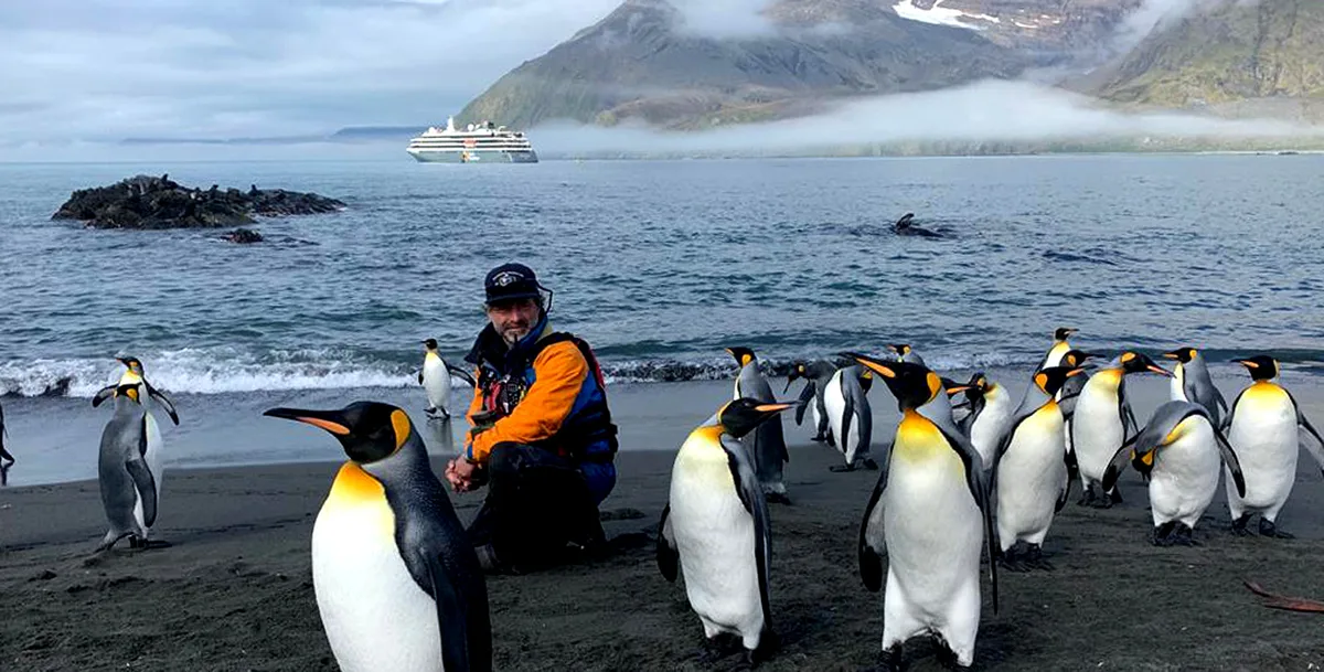 Auch auf der Südhalbkugel ist Dany Zbinden unterwegs: Als Tourguide und Lektor in Meeresbiologie auf Expeditionsschiffen in der Antarktis.